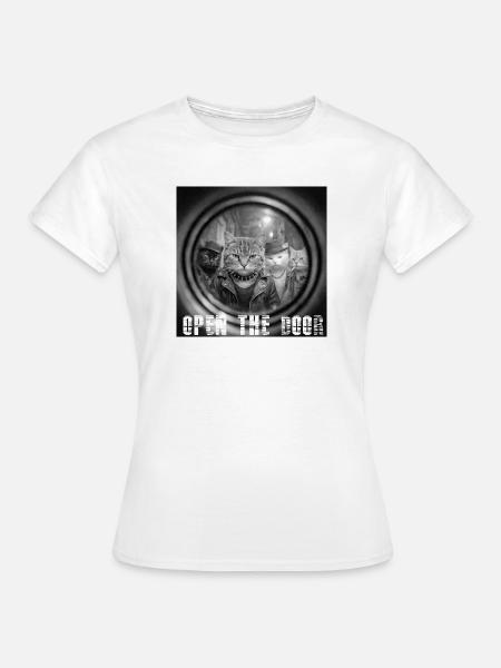 Tür Auf Katzen Noir - Frauen T-Shirt - Weiß