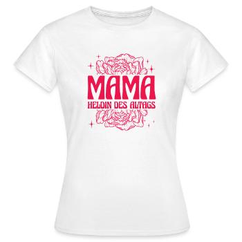 Mama Heldin des Alltags Retro Blumen Design - Frauen T-Shirt - Weiß - Vorne - AI Model Female 172 dark (172cm)