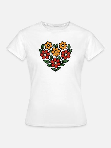 Herz aus Blumen Muster - Frauen T-Shirt - Weiß