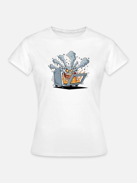 Feuriger Küchenofen Monster - Frauen T-Shirt - Weiß
