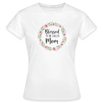 Happy To Be Mom Mom Gift - Women's T-Shirt - white - Front - AI Model Female 172 dark (172cm)
