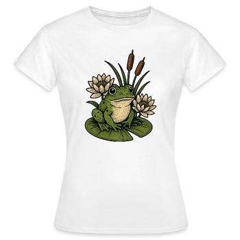 Grenouille au bassin aux nénuphars - T-shirt Femme - blanc - Devant - AI Model Female 172 dark (172cm)