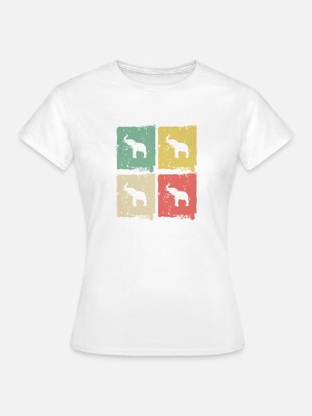 Elefant Quadri Pastell Muster - Frauen T-Shirt - Weiß