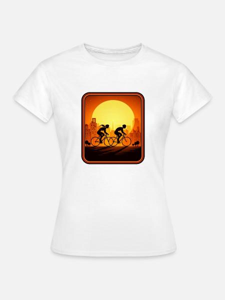 cyclists sunset - Frauen T-Shirt - Weiß