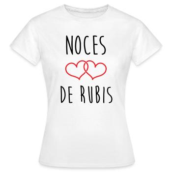 Noce de Rubis 35 ans de mariage - T-shirt Femme - blanc - Devant - AI Model Female 172 dark (172cm)