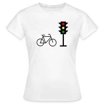 Empreinte de feu de circulation avec vélo - T-shirt Femme - blanc - Devant - AI Model Female 172 dark (172cm)