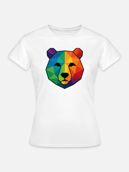 Bunte Pop-Art-Low-Poly-Bär - Frauen T-Shirt - Weiß