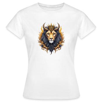 Königlicher Löwe mit goldener Krone und Blumen - Frauen T-Shirt - Weiß - Vorne - AI Model Female 172 dark (172cm)