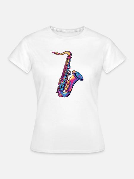 Neon-Saxophon Farbspektrum - Frauen T-Shirt - Weiß