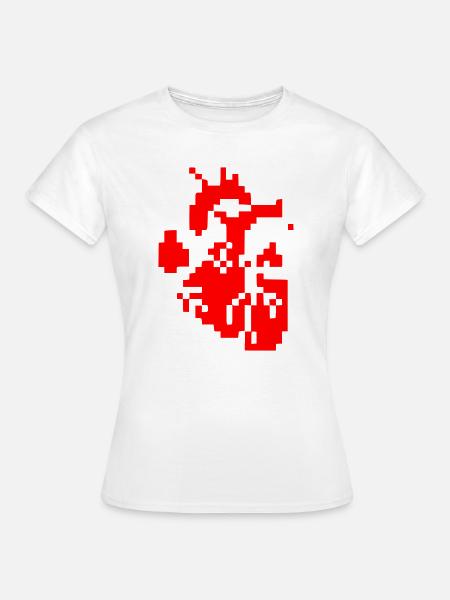 Glitch Herz Pixel Auflösung - Frauen T-Shirt - Weiß