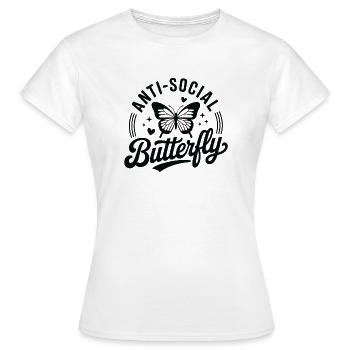 Antisozialer Schmetterling - Frauen T-Shirt - Weiß - Vorne - AI Model Female 172 dark (172cm)