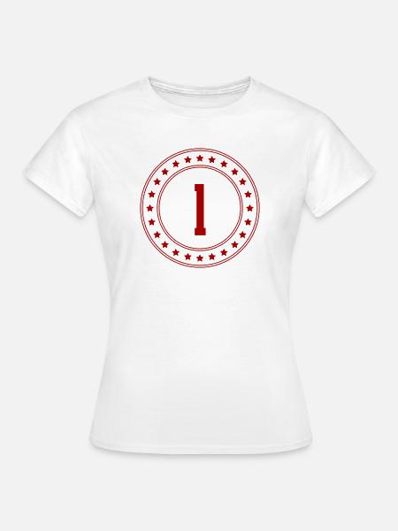Erstes Platz Emblem mit Sternkreis - Frauen T-Shirt - Weiß
