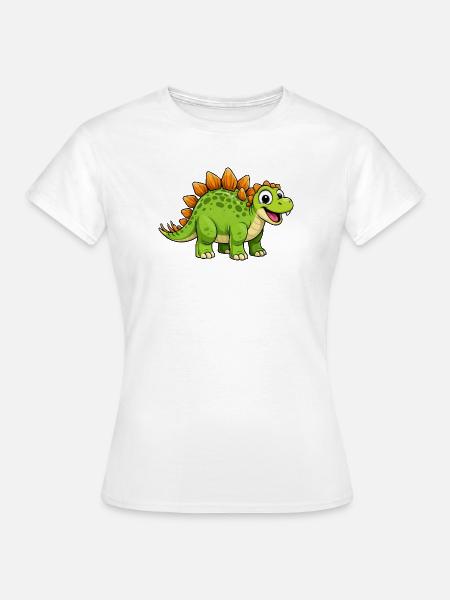 Fröhlicher Dino Stegosaurus - Frauen T-Shirt - Weiß