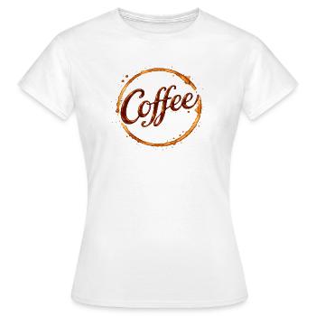 Coffee Cups Imprint Illustration - Women's T-Shirt - white - Front - AI Model Female 172 dark (172cm)