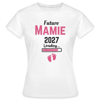 Zukünftige Oma 2027 Bekanntgabe Schwangerschafts-Großmutter - Frauen T-Shirt - Weiß - Vorne - AI Model Female 172 dark (172cm)