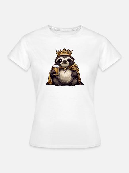 Faultier Bier König - Frauen T-Shirt - Weiß