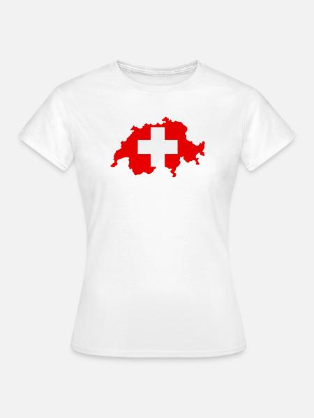 Schweizer Karte mit Flagge - Frauen T-Shirt - Weiß