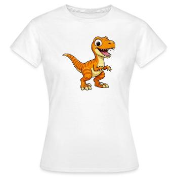 Dino Velociraptor Dinosaurier - Frauen T-Shirt - Weiß - Vorne - AI Model Female 172 dark (172cm)