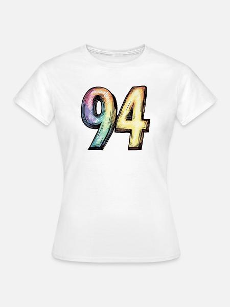 94 Zahl Bunt - Frauen T-Shirt - Weiß