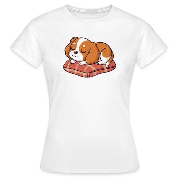 Chiot Dormeur sur Coussin Plaid - T-shirt Femme - blanc - Devant - AI Model Female 172 dark (172cm)
