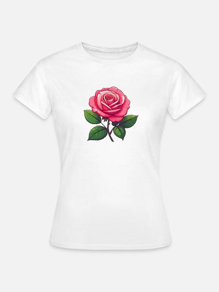 Rosa Rose - Frauen T-Shirt - Weiß