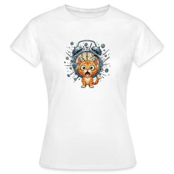Steampunk cat in front of clockwork - Women's T-Shirt - white - Front - AI Model Female 172 dark (172cm)