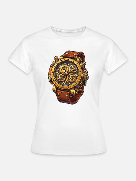 Steampunk Uhrwerk Chrono Design - Frauen T-Shirt - Weiß