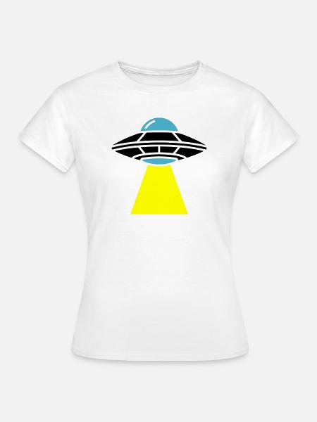 UFO Alien Raumschiff Licht - Frauen T-Shirt - Weiß