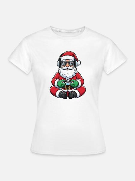 Gamer Weihnachtsmann Spielt Videospiel-Controller - Frauen T-Shirt - Weiß