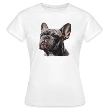 Portrait réaliste du bouledogue français - T-shirt Femme - blanc - Devant - AI Model Female 172 dark (172cm)