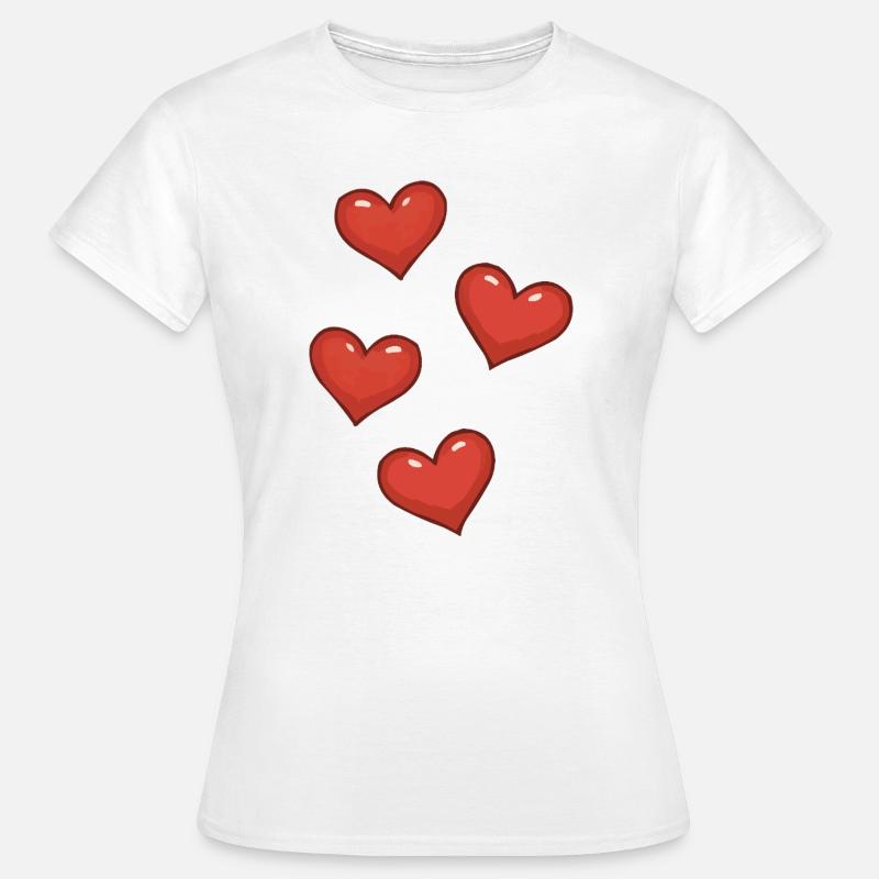 Tre Røde Hjerter - Dame-T-shirt - hvid