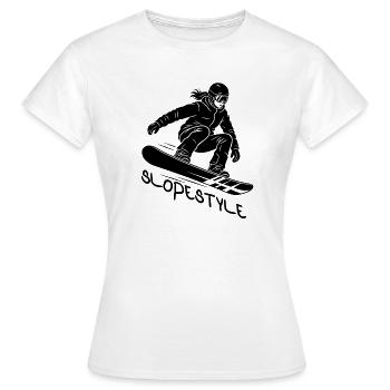Slopestyle Snowboard Action Geschenk - Frauen T-Shirt - Weiß - Vorne - AI Model Female 172 dark (172cm)