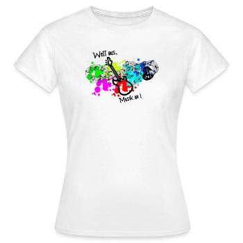 Musik an, Welt aus - Gitarre - Frauen T-Shirt - Weiß - Vorne - AI Model Female 172 dark (172cm)