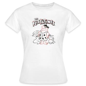 Familie Feuerstein Fred Mit Dino - Frauen T-Shirt - Weiß - Vorne - AI Model Female 172 dark (172cm)