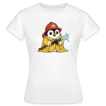 Chubby Penguin Firefighter Volunteer - Women's T-Shirt - white - Front - AI Model Female 172 dark (172cm)