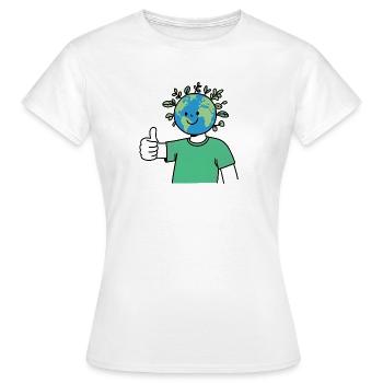 Terre Souriante Sauver et protéger la planète - T-shirt Femme - blanc - Devant - AI Model Female 172 dark (172cm)