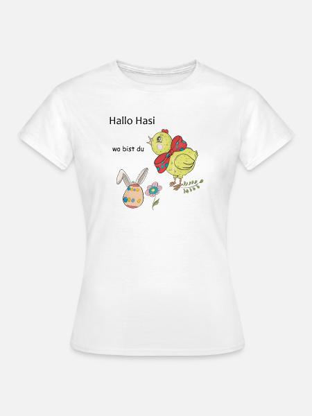 Osterhuhn mit Schleife - Frauen T-Shirt - Weiß