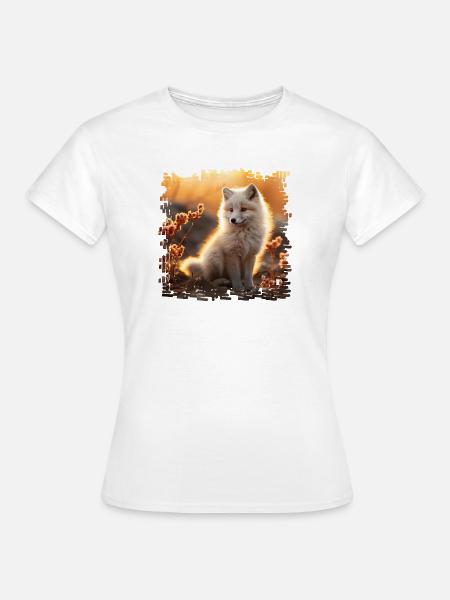 Polarfuchs im Sobbebuntergang - Frauen T-Shirt - Weiß