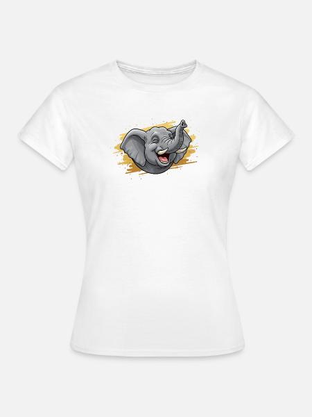 Lachender Elefantenkopf Comic - Frauen T-Shirt - Weiß