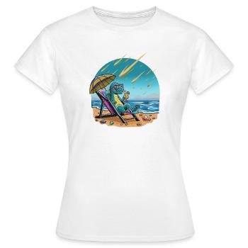 Dino au cocktail au soleil, grêle de météorite - T-shirt Femme - blanc - Devant - AI Model Female 172 dark (172cm)