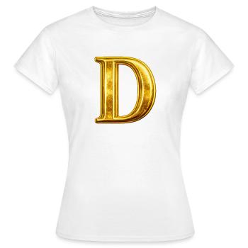 Monogramme en D Or - T-shirt Femme - blanc - Devant - AI Model Female 172 dark (172cm)