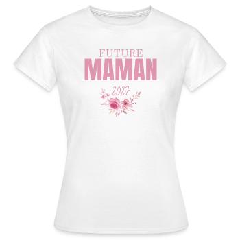 Floral Mom-to-be 2027 - Women's T-Shirt - white - Front - AI Model Female 172 dark (172cm)