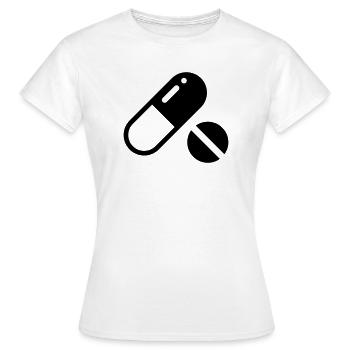 Pilules, pilules, comprimés, comprimés - T-shirt Femme - blanc - Devant - AI Model Female 172 dark (172cm)