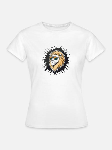 Löwe mit auffälligen Sonnenbrillen - Frauen T-Shirt - Weiß