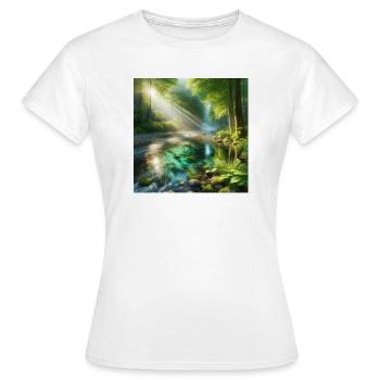 Du soleil dans un ruisseau forestier - T-shirt Femme - blanc - Devant - AI Model Female 172 dark (172cm)