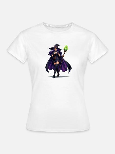 Violette Hexenkunst mit Stab - Frauen T-Shirt - Weiß