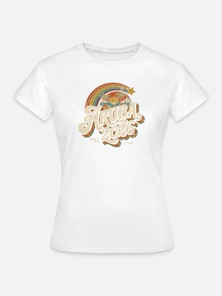 Aruba 2026 Retro Sunset - Frauen T-Shirt - Weiß