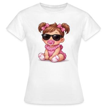 Baby Girl mit Sonnenbrille - Frauen T-Shirt - Weiß - Vorne - AI Model Female 172 dark (172cm)
