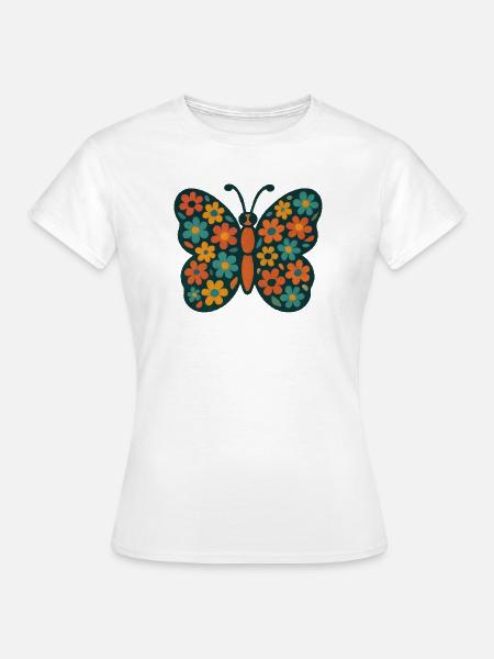 Blumenfalter Farbenspiel - Frauen T-Shirt - Weiß