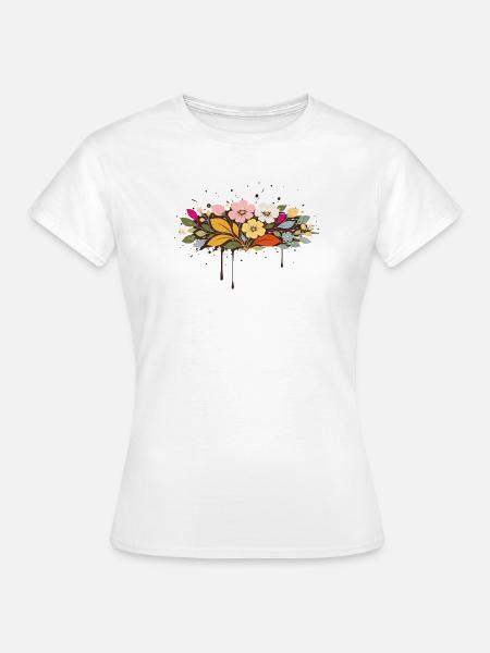 Florales Graffiti Blumen Illustration - Frauen T-Shirt - Weiß